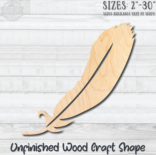 Feather 4 Unfinished Wood Shape Blank Laser Engraved Cutout Woodcraft Craft Supply