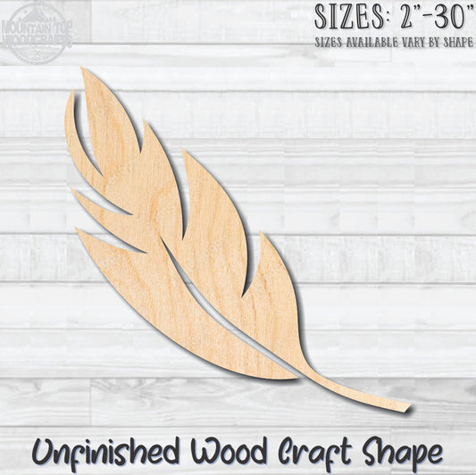 Feather 5 Unfinished Wood Shape Blank Laser Engraved Cutout Woodcraft Craft Supply