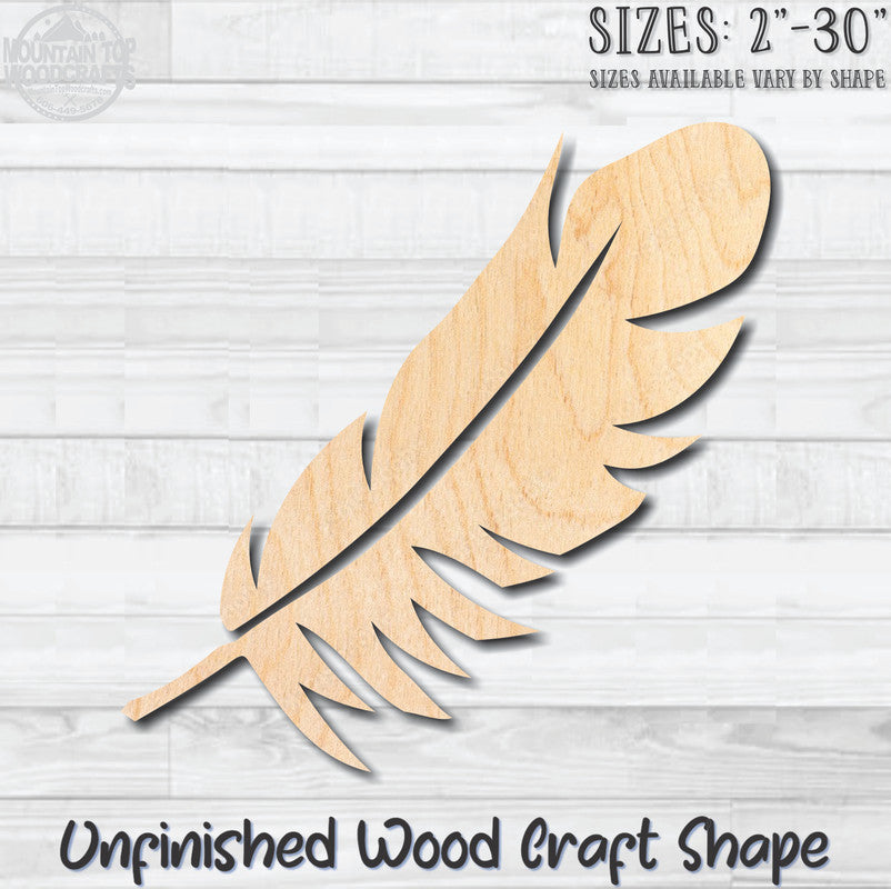 Feather 6 Unfinished Wood Shape Blank Laser Engraved Cutout Woodcraft Craft Supply