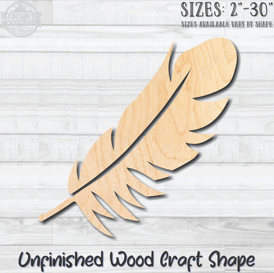 Feather 6 Unfinished Wood Shape Blank Laser Engraved Cutout Woodcraft Craft Supply