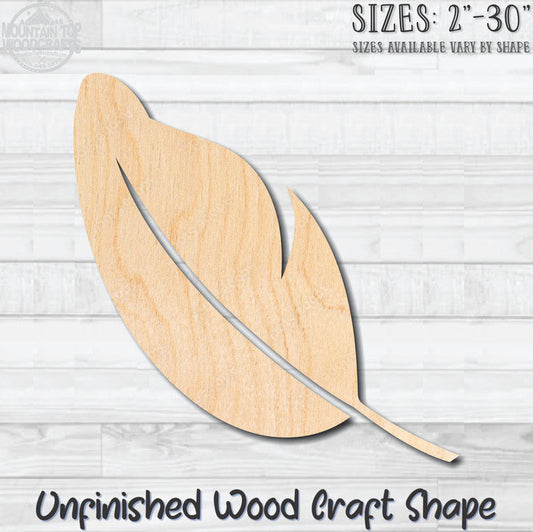 Feather 7 Unfinished Wood Shape Blank Laser Engraved Cutout Woodcraft Craft Supply