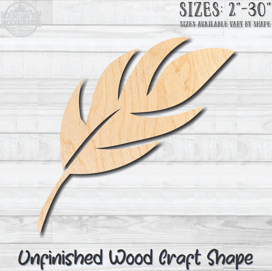 Feather 8 Unfinished Wood Shape Blank Laser Engraved Cutout Woodcraft Craft Supply
