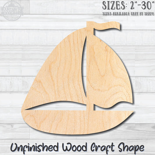 Sailboat 1 Unfinished Wood Shape Blank Laser Engraved Cut Out Woodcraft Craft Supply