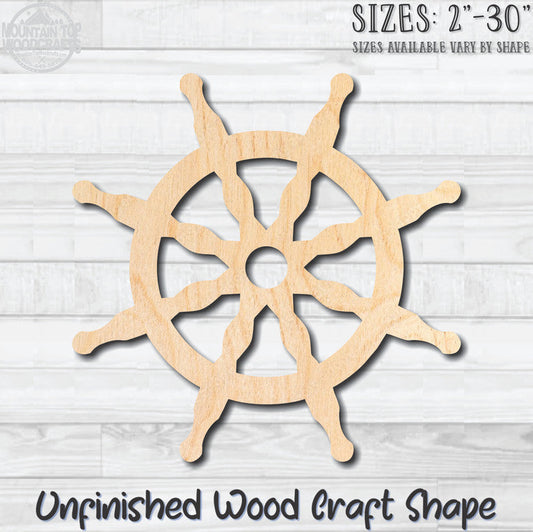 Ships Wheel Helm 1 Unfinished Wood Shape Blank Laser Engraved Cut Out Woodcraft Craft Supply