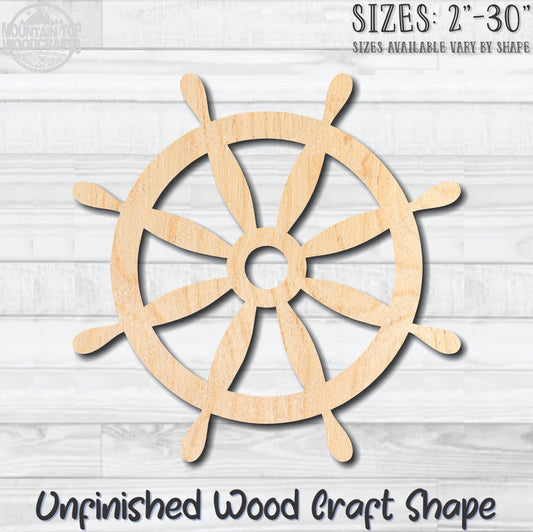 Ships Wheel Helm 3 Unfinished Wood Shape Blank Laser Engraved Cut Out Woodcraft Craft Supply