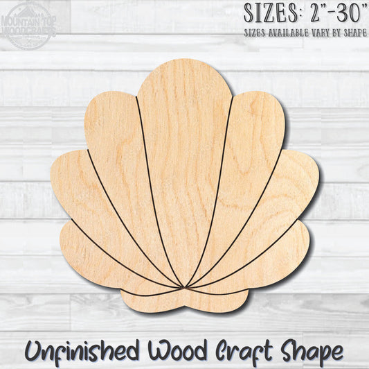 Seashell 1 Unfinished Wood Shape Blank Laser Engraved Cut Out Woodcraft Craft Supply