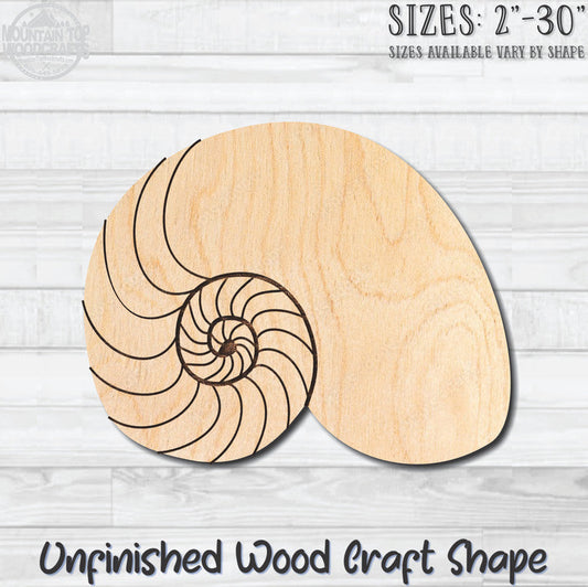 Seashell 2 Unfinished Wood Shape Blank Laser Engraved Cut Out Woodcraft Craft Supply