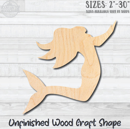 Mermaid 7 Unfinished Wood Shape Blank Laser Engraved Cutout Woodcraft Craft Supply