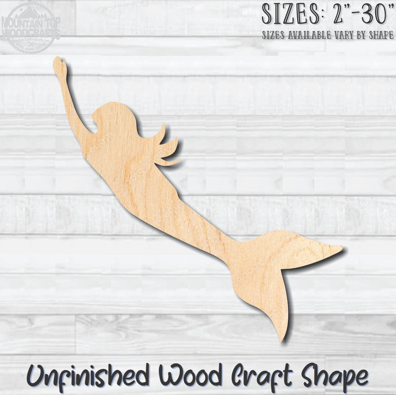 Mermaid 5 Unfinished Wood Shape Blank Laser Engraved Cutout Woodcraft Craft Supply