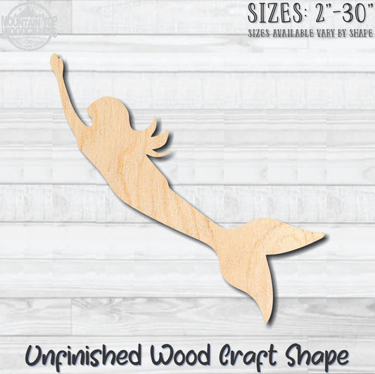 Mermaid 5 Unfinished Wood Shape Blank Laser Engraved Cutout Woodcraft Craft Supply