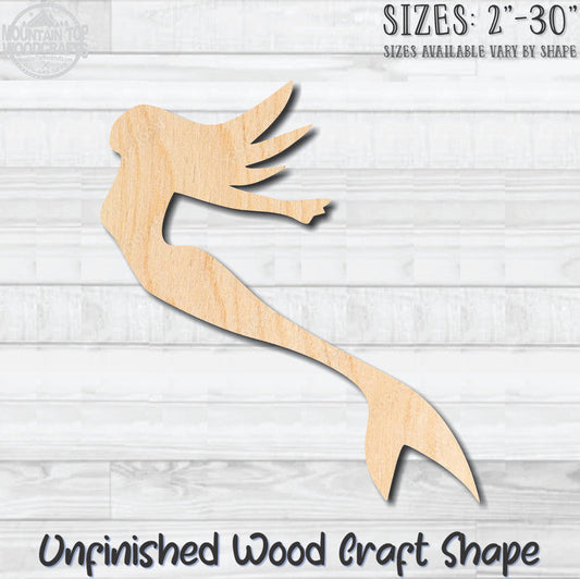 Mermaid 4 Unfinished Wood Shape Blank Laser Engraved Cutout Woodcraft Craft Supply
