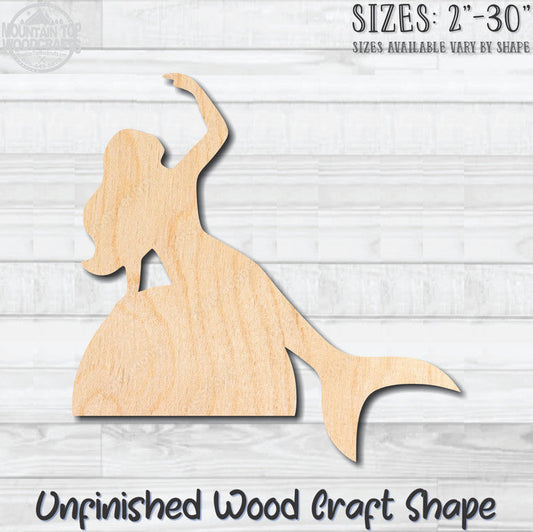 Mermaid 3 Unfinished Wood Shape Blank Laser Engraved Cutout Woodcraft Craft Supply