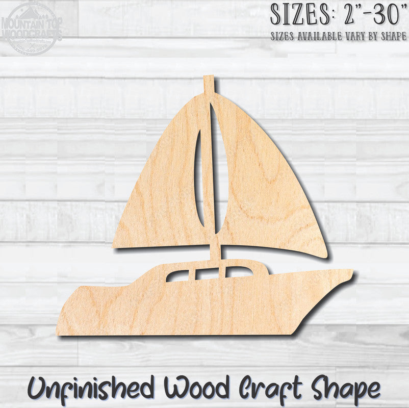 Boat Sail Nautical Unfinished Wood Shape Blank Laser Engraved Cutout Woodcraft Craft Supply