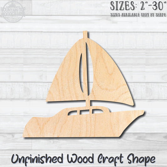 Boat Sail Nautical Unfinished Wood Shape Blank Laser Engraved Cutout Woodcraft Craft Supply