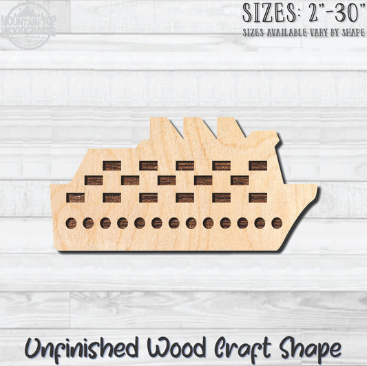 Cruise Ship 2 Nautical Unfinished Wood Shape Blank Laser Engraved Cutout Woodcraft Craft Supply