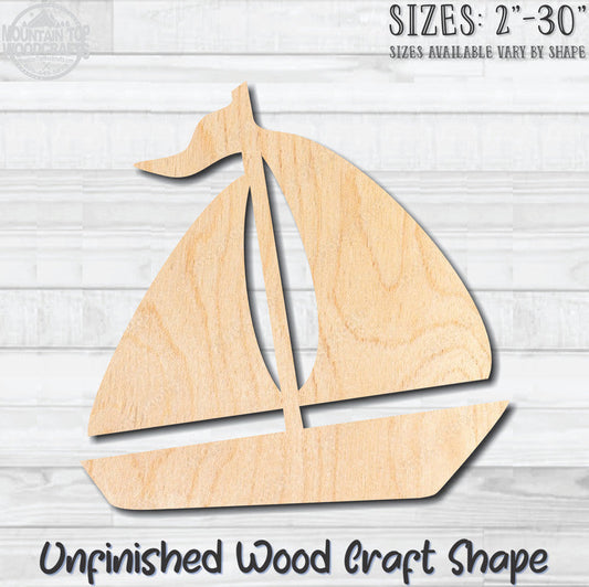 Sailboat 2 Nautical Unfinished Wood Shape Blank Laser Engraved Cut Out Woodcraft Craft Supply
