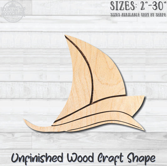 Sailboat on Wave Nautical Unfinished Wood Shape Blank Laser Engraved Cut Out Woodcraft Craft Supply