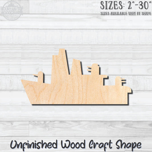 Battleship War Ship Nautical 2 Unfinished Wood Shape Blank Laser Engraved Cutout Woodcraft Craft Supply