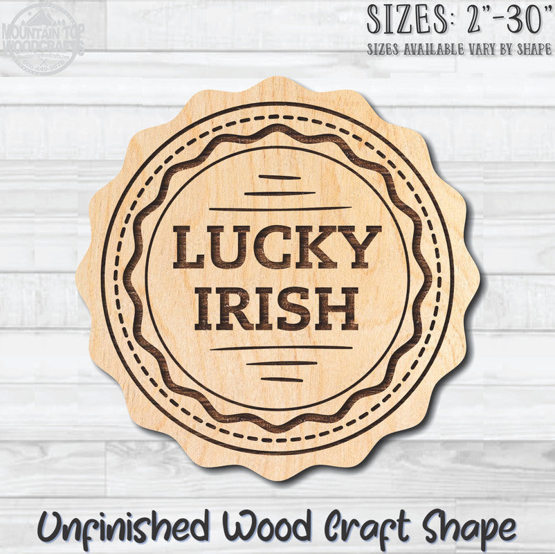 Lucky Irish Coin Unfinished Wood Shape Blank Laser Engraved Cutout Woodcraft Craft Supply