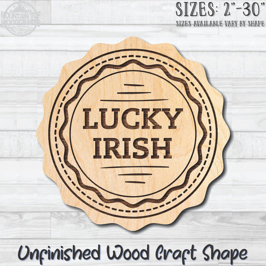 Lucky Irish Coin Unfinished Wood Shape Blank Laser Engraved Cutout Woodcraft Craft Supply