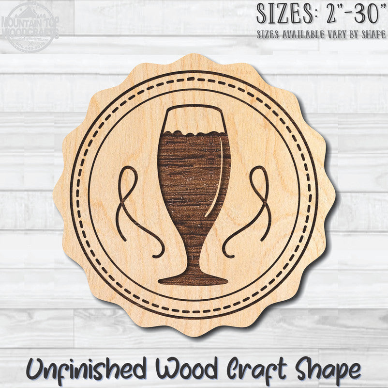 Beer Stein Coin Unfinished Wood Shape Blank Laser Engraved Cutout Woodcraft Craft Supply