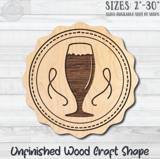 Beer Stein Coin Unfinished Wood Shape Blank Laser Engraved Cutout Woodcraft Craft Supply