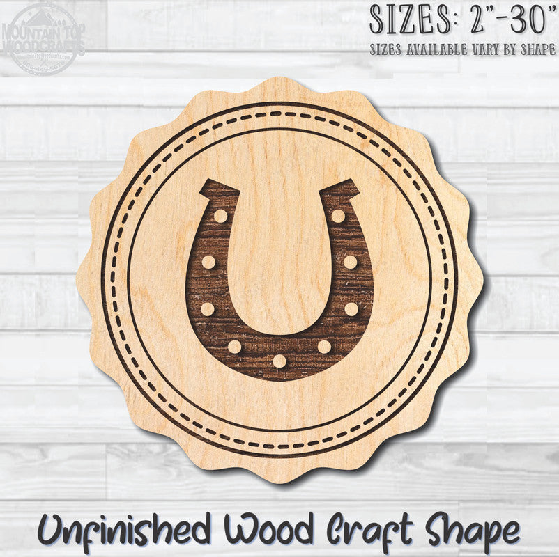Horseshoe Coin Unfinished Wood Shape Blank Laser Engraved Cutout Woodcraft Craft Supply