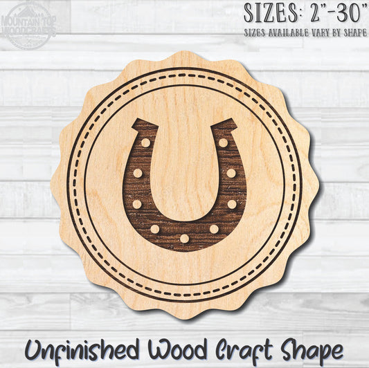 Horseshoe Coin Unfinished Wood Shape Blank Laser Engraved Cutout Woodcraft Craft Supply