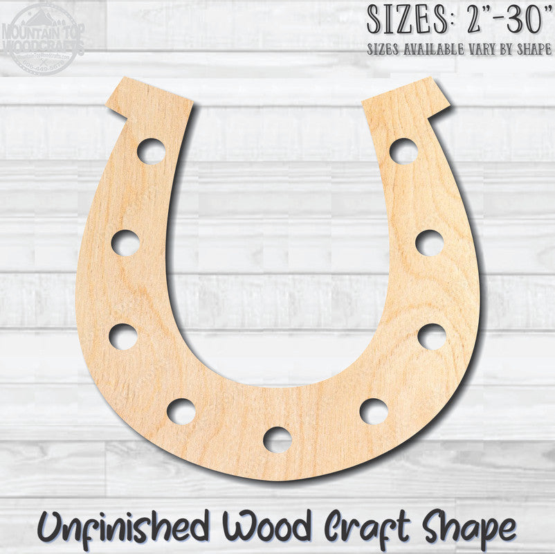 Horseshoe Unfinished Wood Shape Blank Laser Engraved Cutout Woodcraft Craft Supply