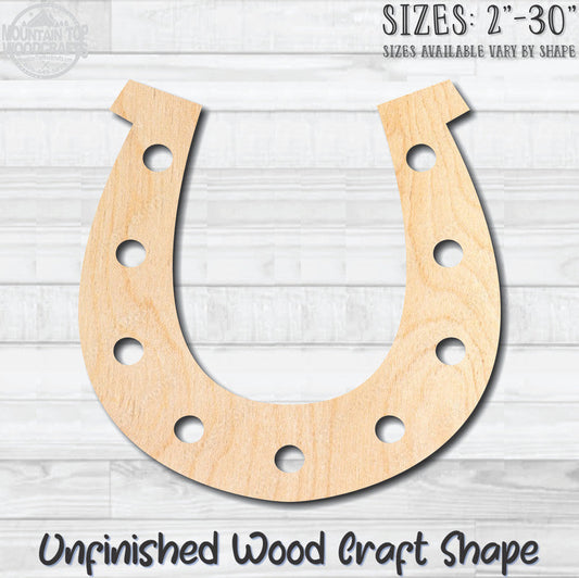 Horseshoe Unfinished Wood Shape Blank Laser Engraved Cutout Woodcraft Craft Supply