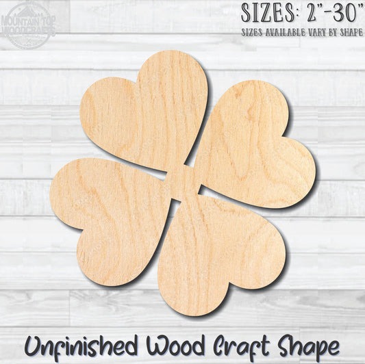 Clover 4 Leaf Unfinished Wood Shape Blank Laser Engraved Cutout Woodcraft Craft Supply