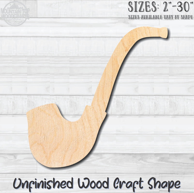 Smoking Pipe Unfinished Wood Shape Blank Laser Engraved Cutout Woodcraft Craft Supply