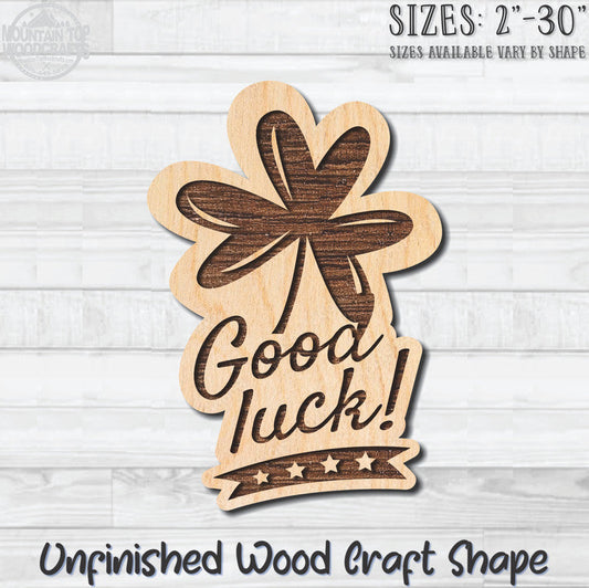 Good Luck Clover Unfinished Wood Shape Blank Laser Engraved Cutout Woodcraft Craft Supply