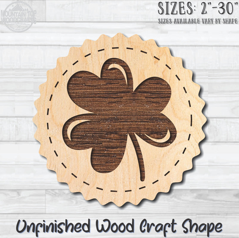 Clover Irish Coin Unfinished Wood Shape Blank Laser Engraved Cutout Woodcraft Craft Supply