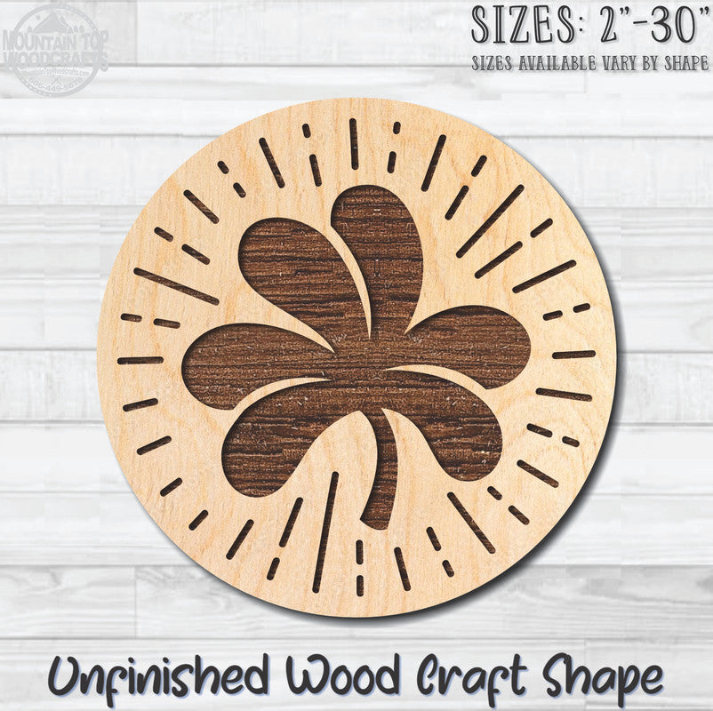 Clover St. Patrick's Day Coin Unfinished Wood Shape Blank Laser Engraved Cutout Woodcraft Craft Supply