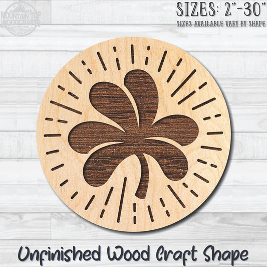 Clover St. Patrick's Day Coin Unfinished Wood Shape Blank Laser Engraved Cutout Woodcraft Craft Supply