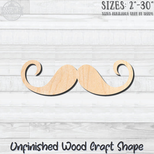 Mustache Handlebar Unfinished Wood Shape Blank Laser Engraved Cutout Woodcraft Craft Supply