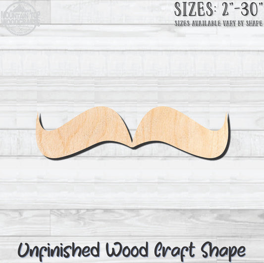 Mustache Unfinished Wood Shape Blank Laser Engraved Cutout Woodcraft Craft Supply