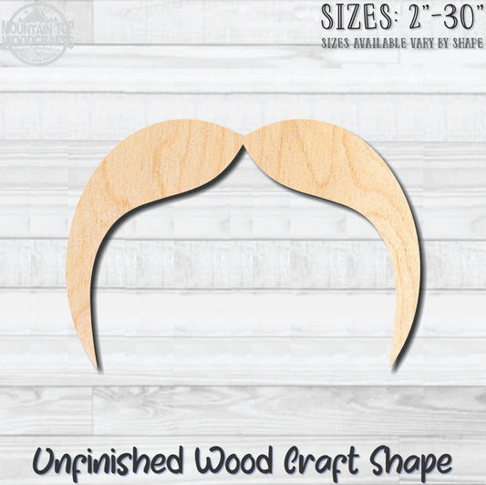 Mustache Fu Manchu Unfinished Wood Shape Blank Laser Engraved Cutout Woodcraft Craft Supply