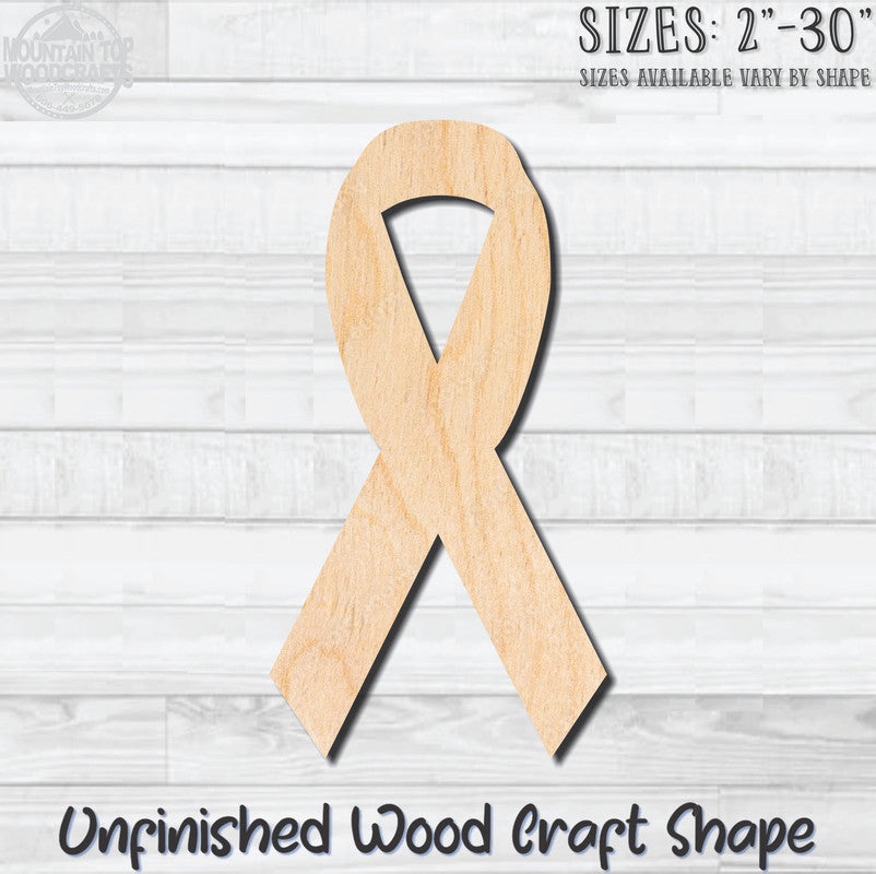 Support Ribbon Cancer Unfinished Wood Shape Blank Laser Engraved Cut Out Woodcraft Craft Supply