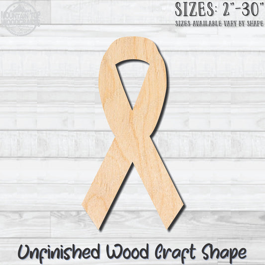 Support Ribbon Cancer Unfinished Wood Shape Blank Laser Engraved Cut Out Woodcraft Craft Supply