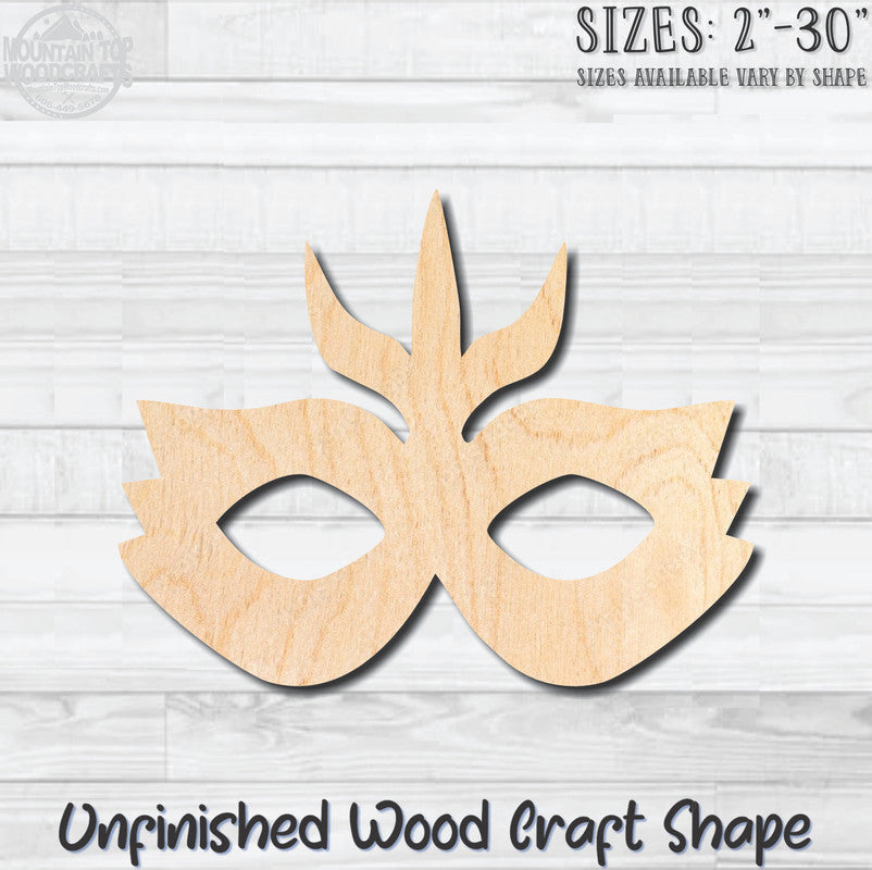 Masquerade Mardi Gras Mask 2 Unfinished Wood Shape Blank Laser Engraved Cutout Woodcraft Craft Supply