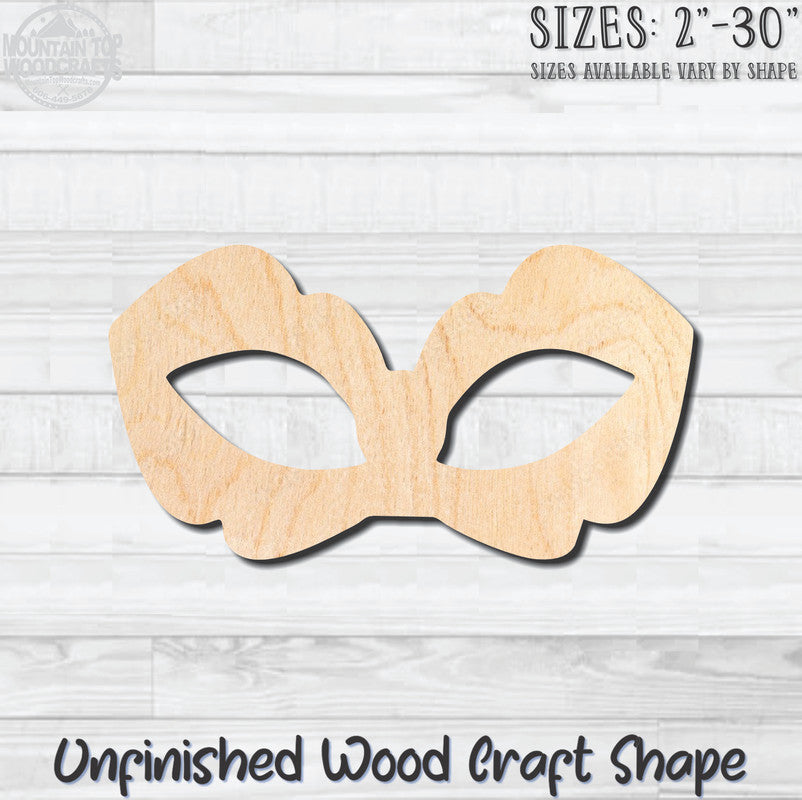 Masquerade Mardi Gras Mask 7 Unfinished Wood Shape Blank Laser Engraved Cutout Woodcraft Craft Supply