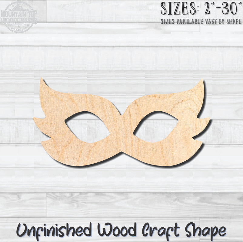 Masquerade Mardi Gras Mask 9 Unfinished Wood Shape Blank Laser Engraved Cutout Woodcraft Craft Supply