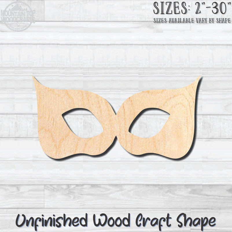 Masquerade Mardi Gras Mask 10 Unfinished Wood Shape Blank Laser Engraved Cutout Woodcraft Craft Supply
