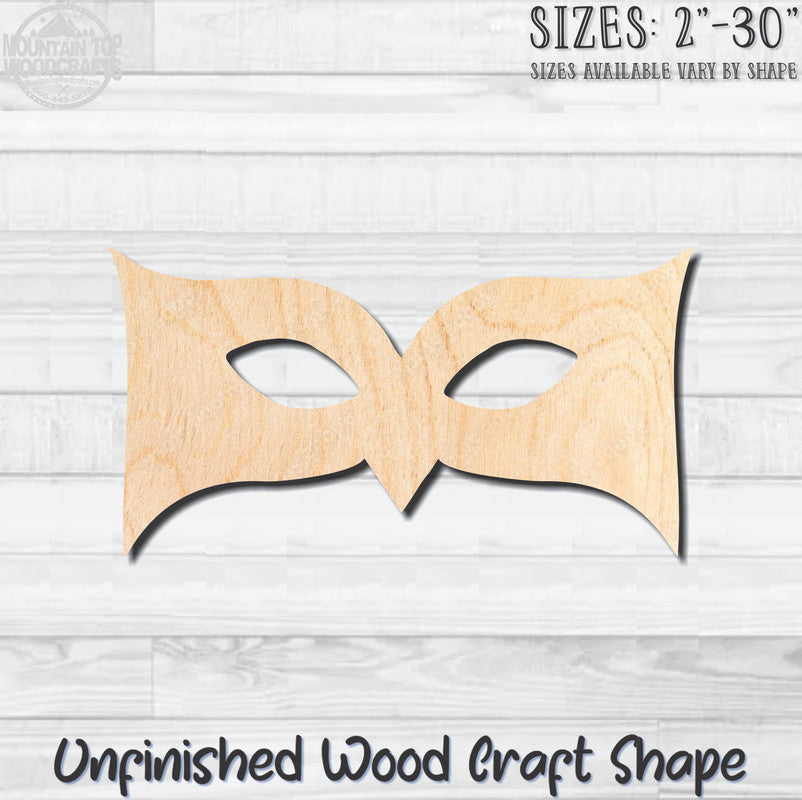 Masquerade Mardi Gras Mask 11 Unfinished Wood Shape Blank Laser Engraved Cutout Woodcraft Craft Supply