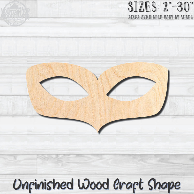 Masquerade Mardi Gras Mask 24 Unfinished Wood Shape Blank Laser Engraved Cutout Woodcraft Craft Supply