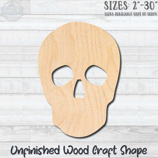 Skull 1 Unfinished Wood Shape Blank Laser Engraved Cut Out Woodcraft Craft Supply