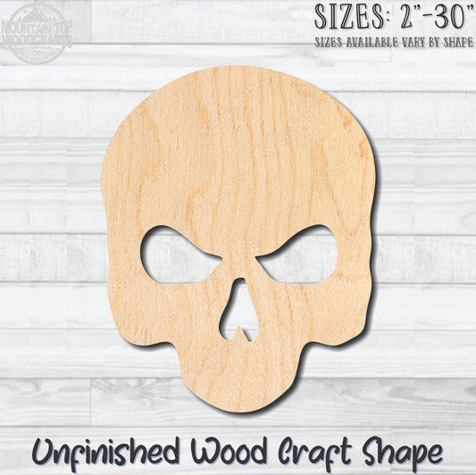 Skull 4 Unfinished Wood Shape Blank Laser Engraved Cut Out Woodcraft Craft Supply