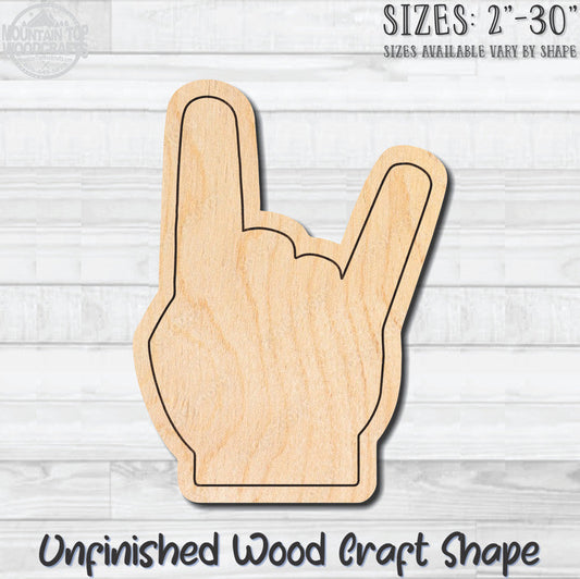 I Love You Sign Language Fingers Unfinished Wood Shape Blank Laser Engraved Cutout Woodcraft Craft Supply
